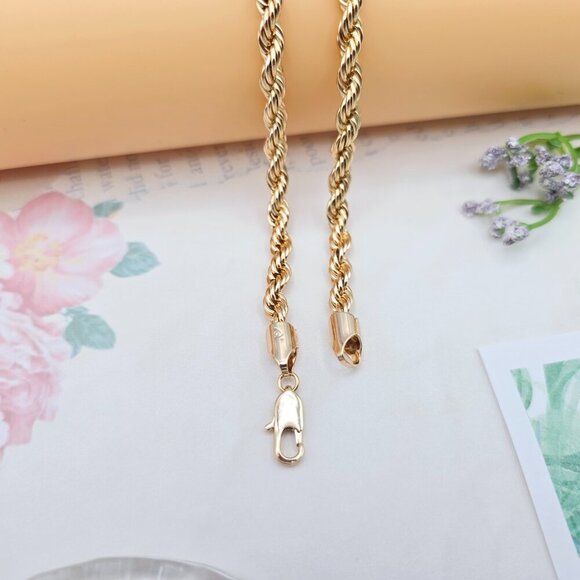 Twisted Rope Design Rose Gold Necklace in 60cm for Elegant Look, XPNL0069 - Picture 8 of 12